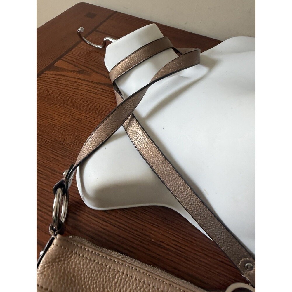 B Makowsky Gold Tan Bronze Camouflage Soft Leather Crossbody Leopard Lining Bag - Picture 14 of 16